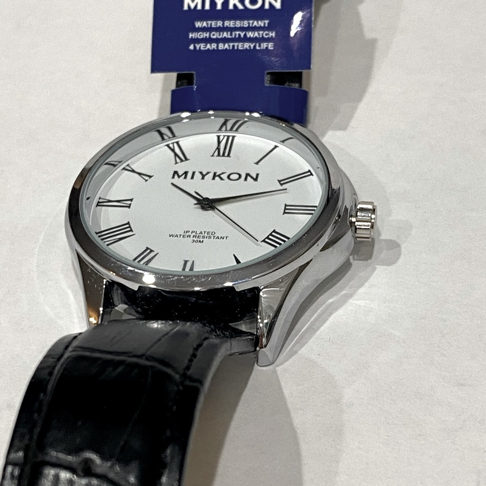 Miykon Men's Watch Roman Numeral Hour Leather Band